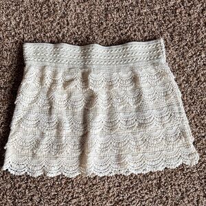 Cream Lace Mini Skirt